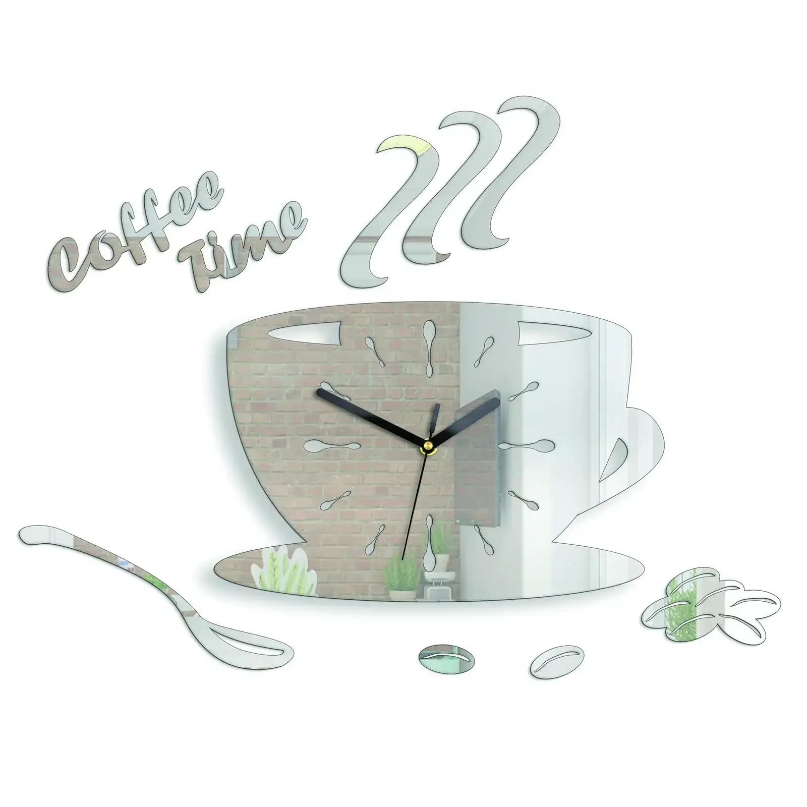 Nástěnné hodiny Coffe 33 cm zrcadlové