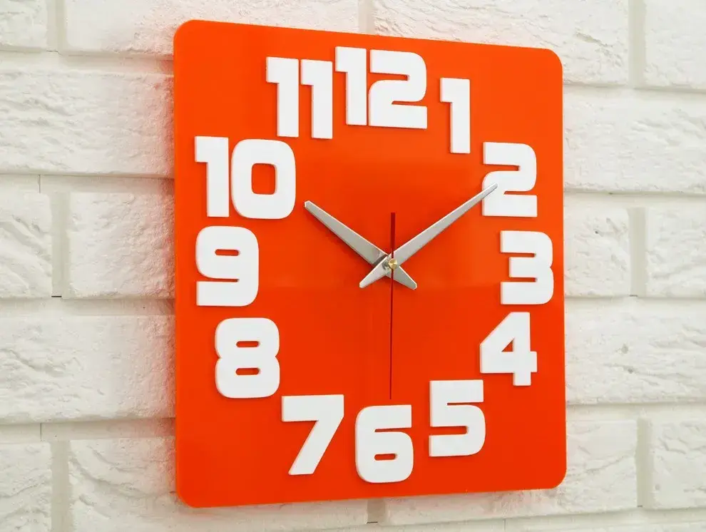 Nástěnné hodiny Logic 30 cm bílé/oranžové