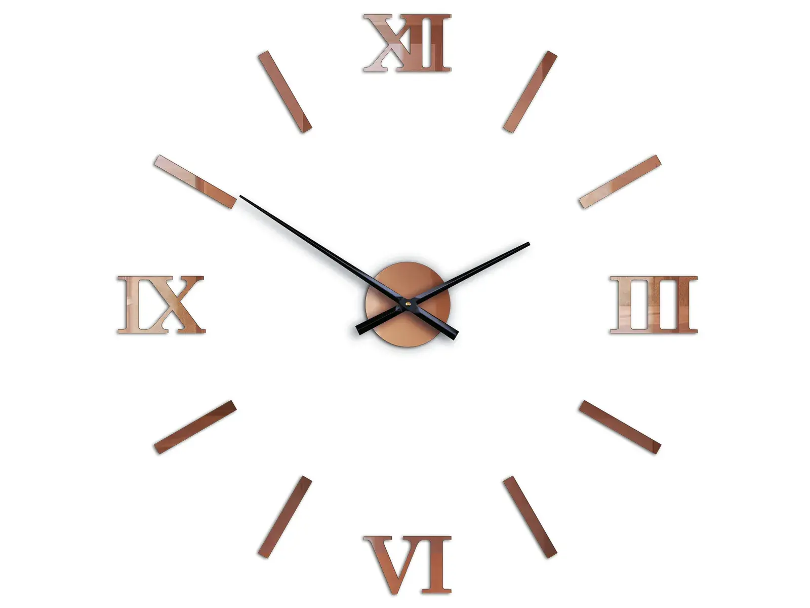 Nástěnné samolepící hodiny Numero 75 cm měděné