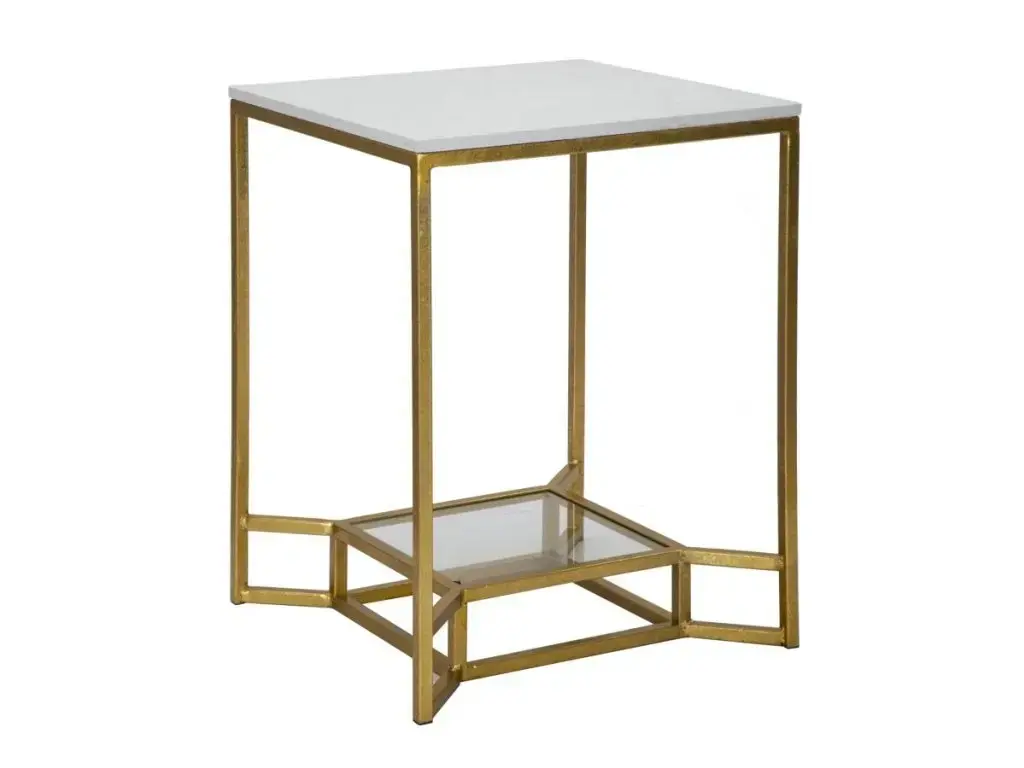 Odkládací stolek Double 47 cm zlatý/mramor