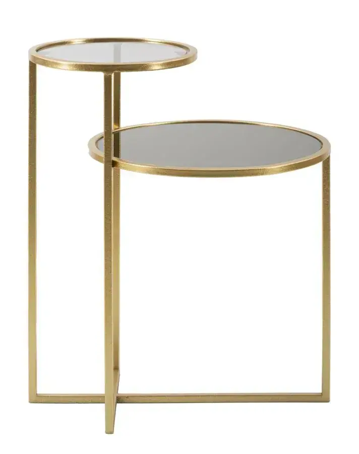 Odkládací stolek Levels 50 cm zlatý/kouřové sklo