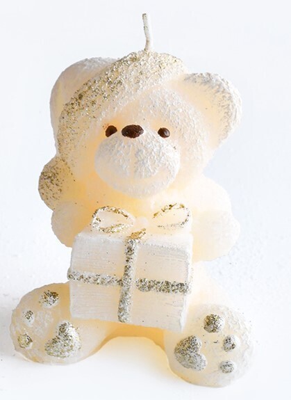 Parafínová svíčka TEDDY 15 cm krémová