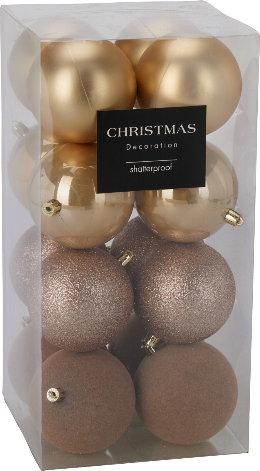 Sada 16 ks plastových vánočních baněk LULI 6 cm zlatá