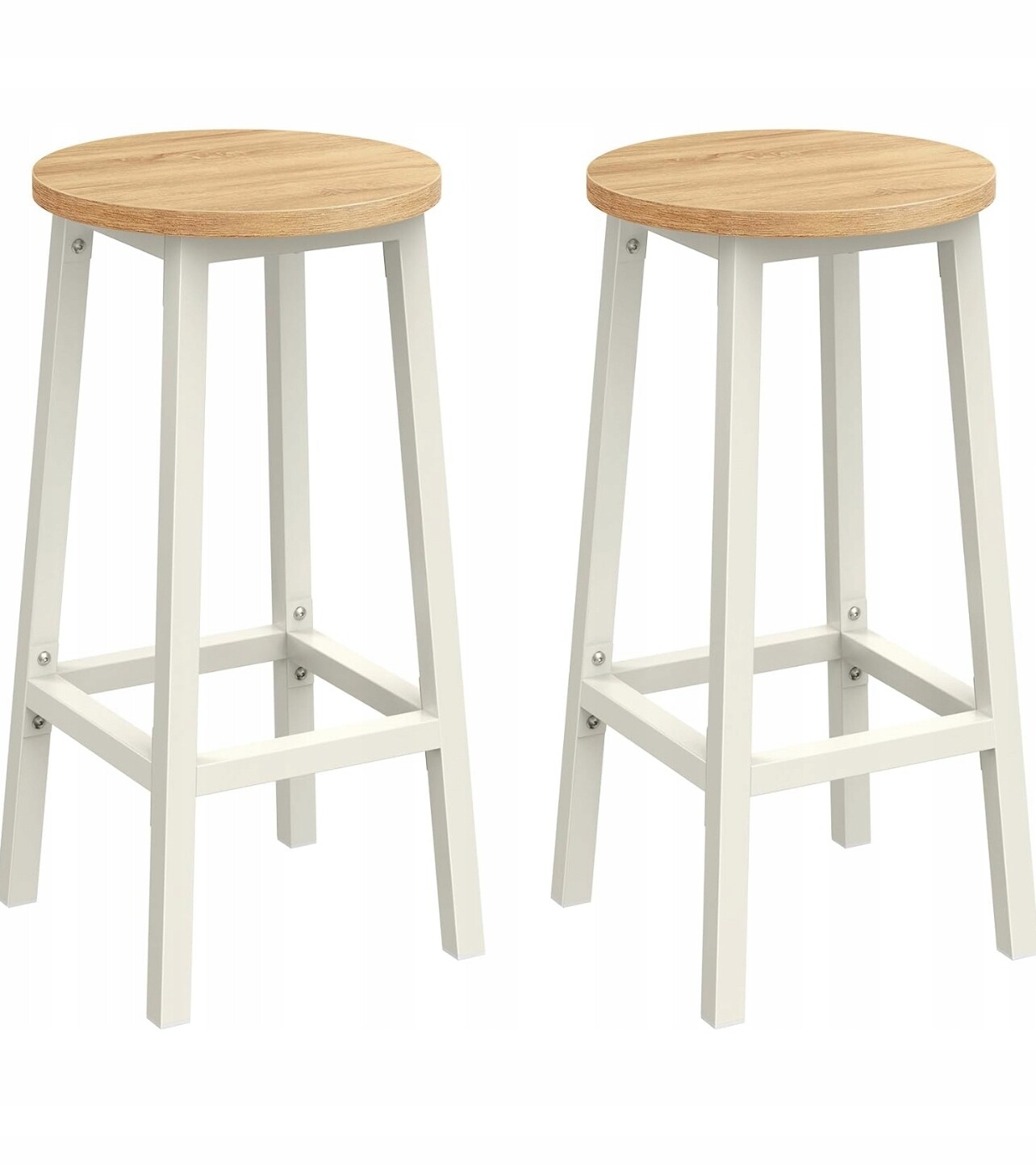 Sada 2 ks barových židlí Vasagle Pure bílá/světle hnědá