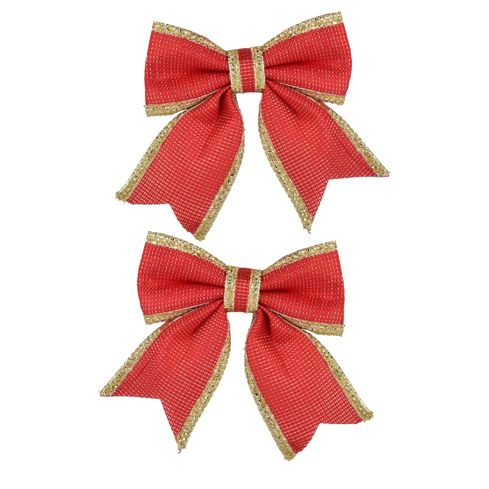 Sada 2 ks vánočních dekorativních mašlí Santa Lila 13x14 cm červená/zlatá