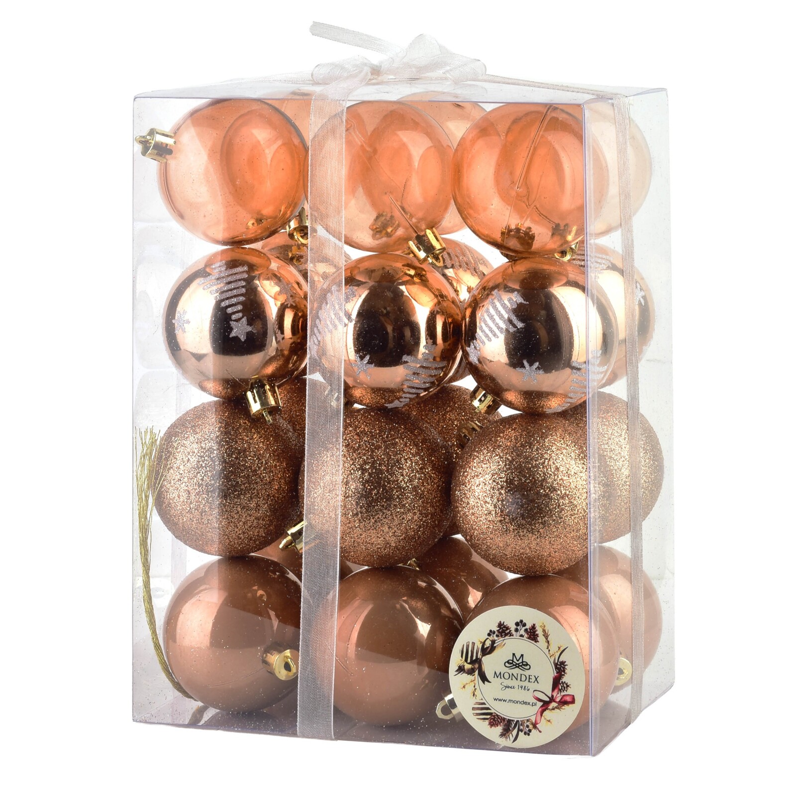 Sada 24 ks vánočních baněk Madrid 5,5 cm měděná