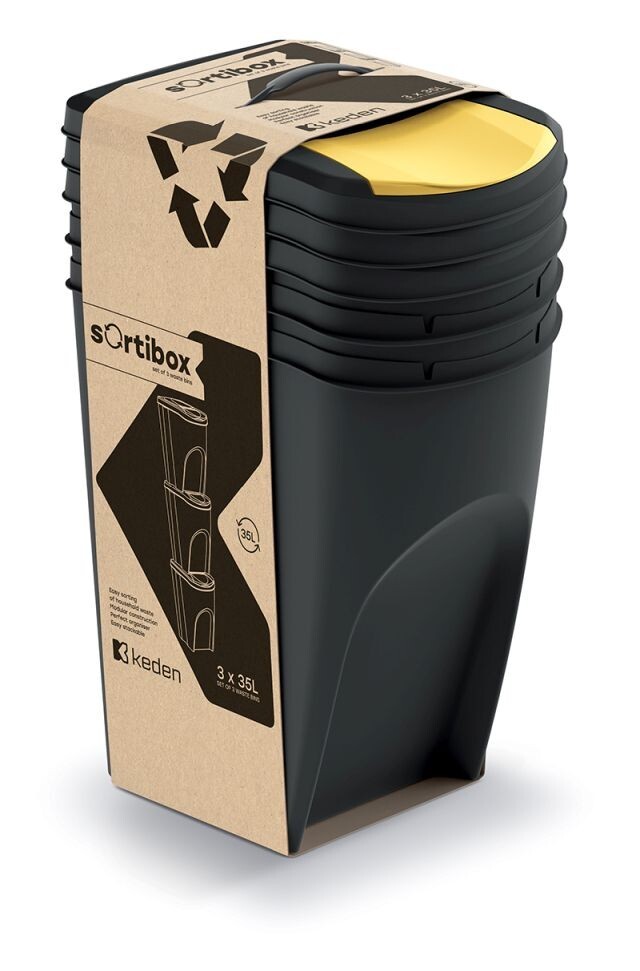 Sada 3 odpadkových košů Soorti 3 x 35 L černá
