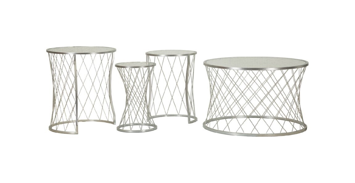 Sada 4 ks konferenčních stolků Noah stříbrná