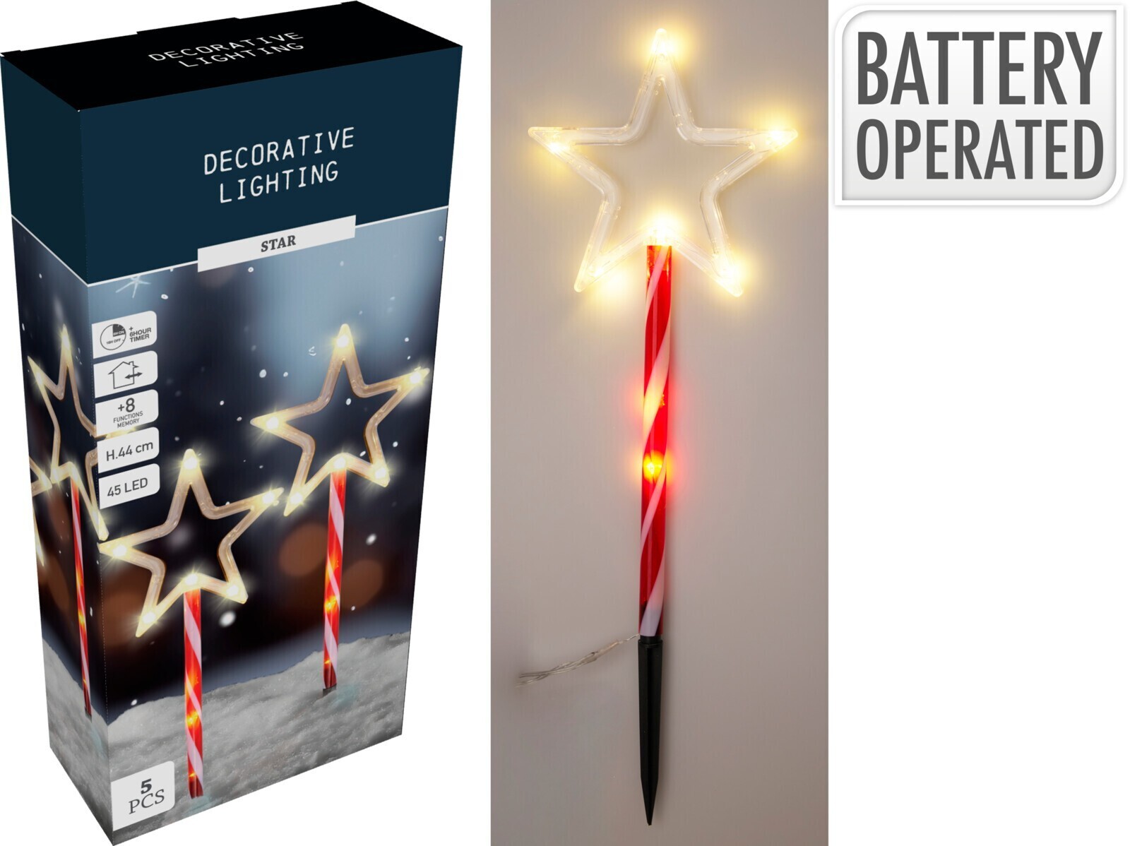 Sada 5 ks LED vánočních dekorací s časovačem Brielle teplá bílá