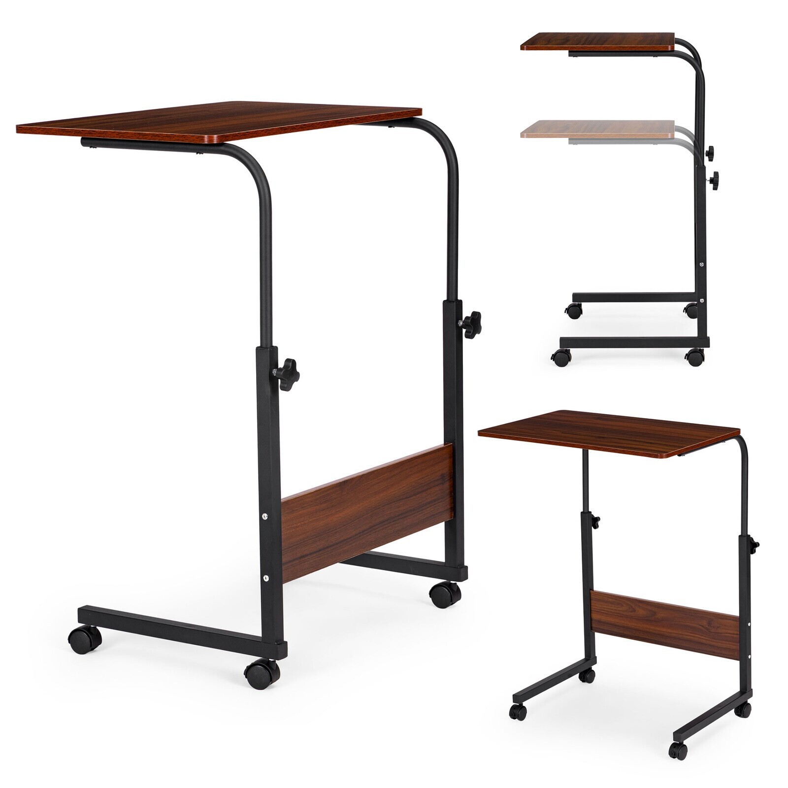 Stůl na notebook s kolečky KANAP černý/tmavě hnědý