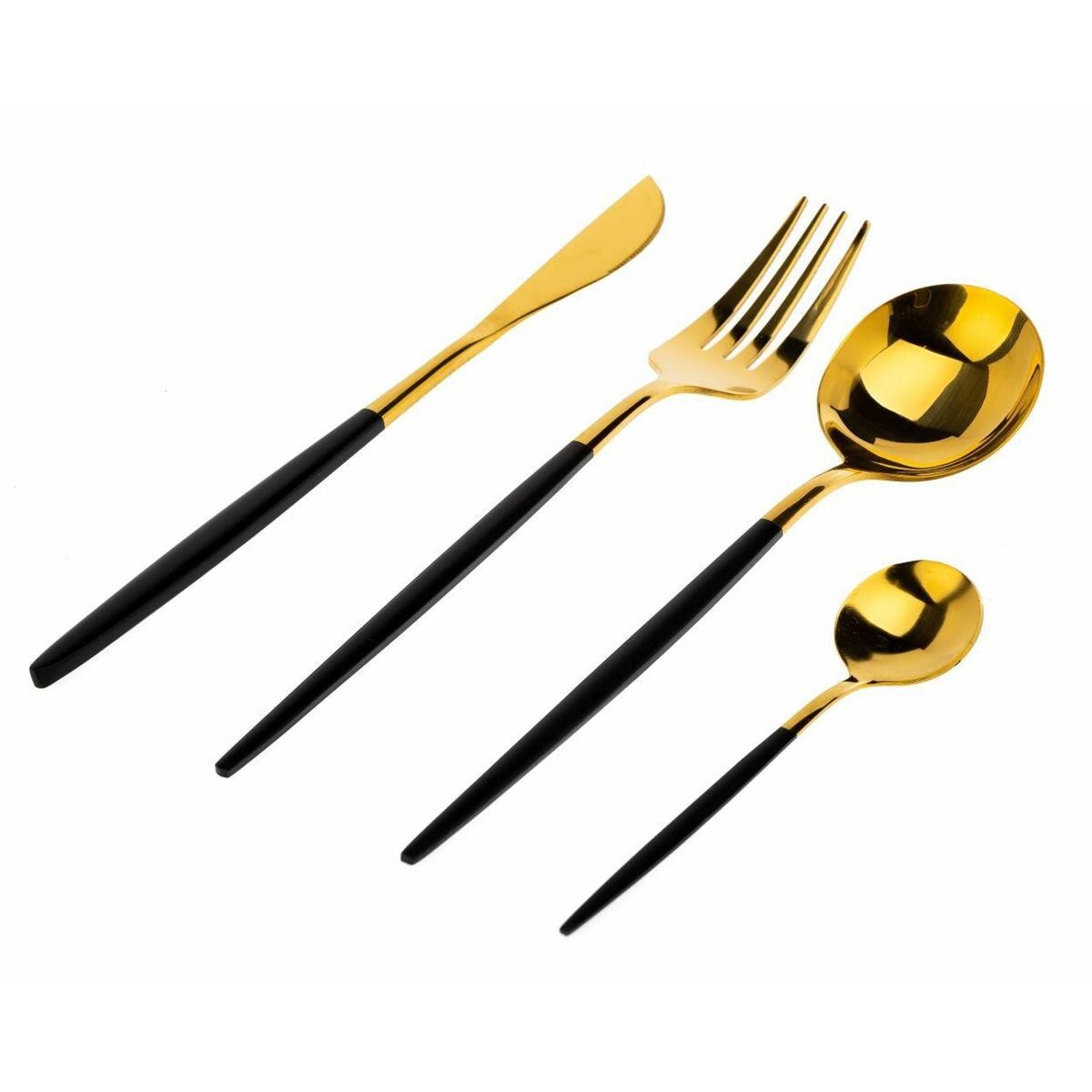 Súprava 4 príborov Lijo Black zlatá/čierna