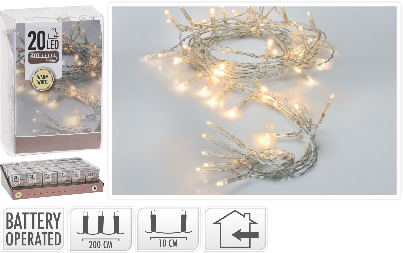 Světelný LED řetěz Colin 200 cm teplý bílý