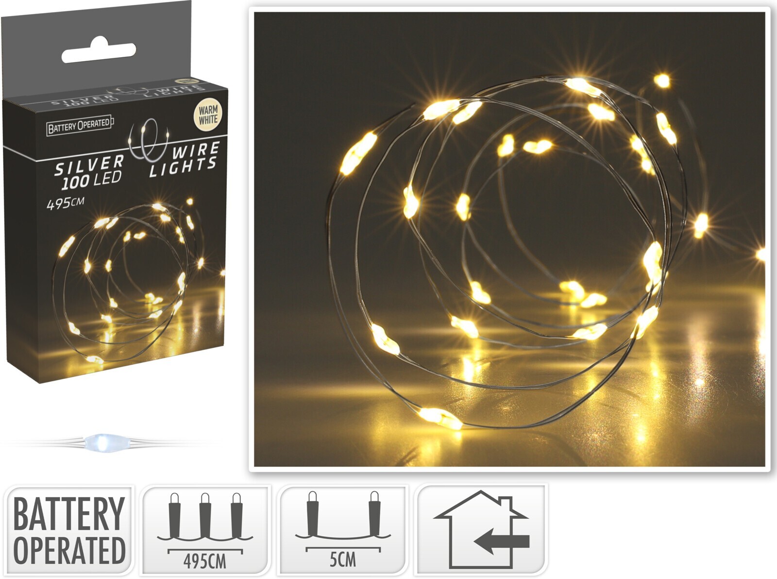 Světelný LED řetěz Glide 495 cm teplý bílý