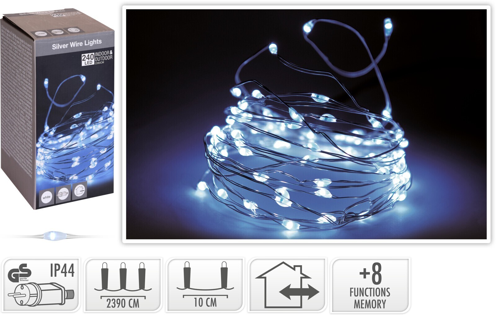 Světelný LED řetěz s časovačem Colton 2390 cm studený bílý
