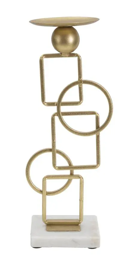 Svícen Marie 31 cm zlatý/mramor