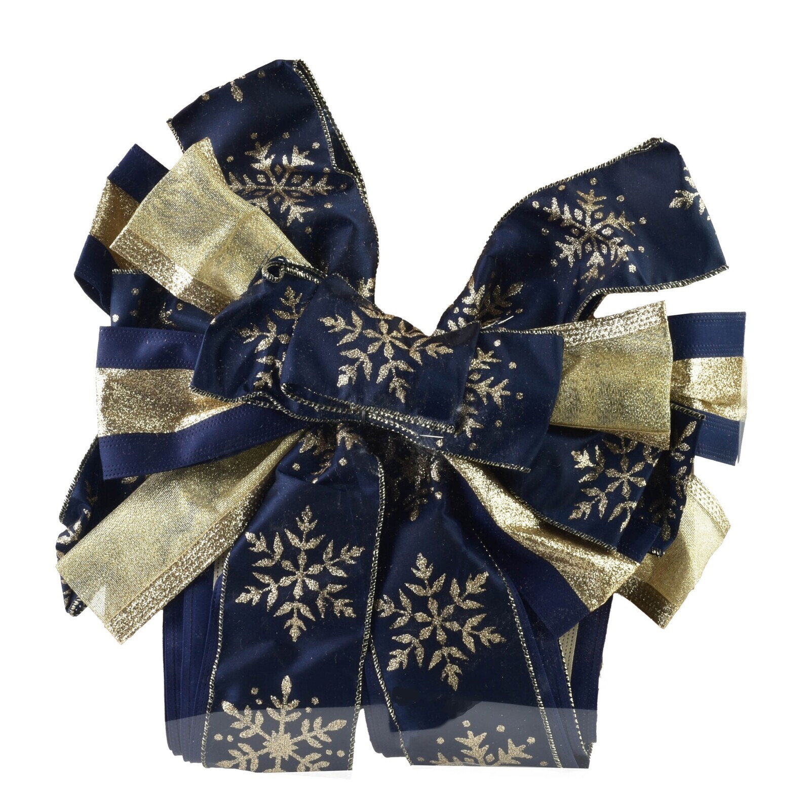 Vánoční dekorativní mašle Santa Lila 32x130 cm modro-zlatá s vločkami