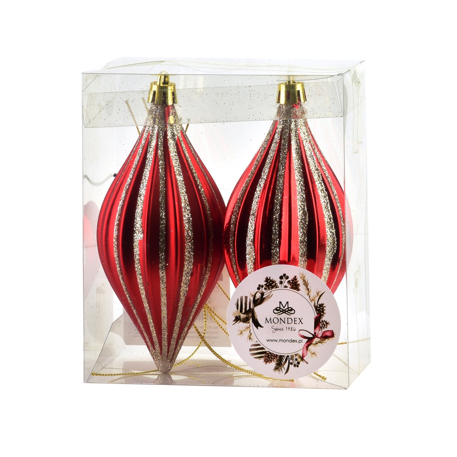 Vánoční sada 2 ks závěsných šišek SANTA LILA II 17 cm červená