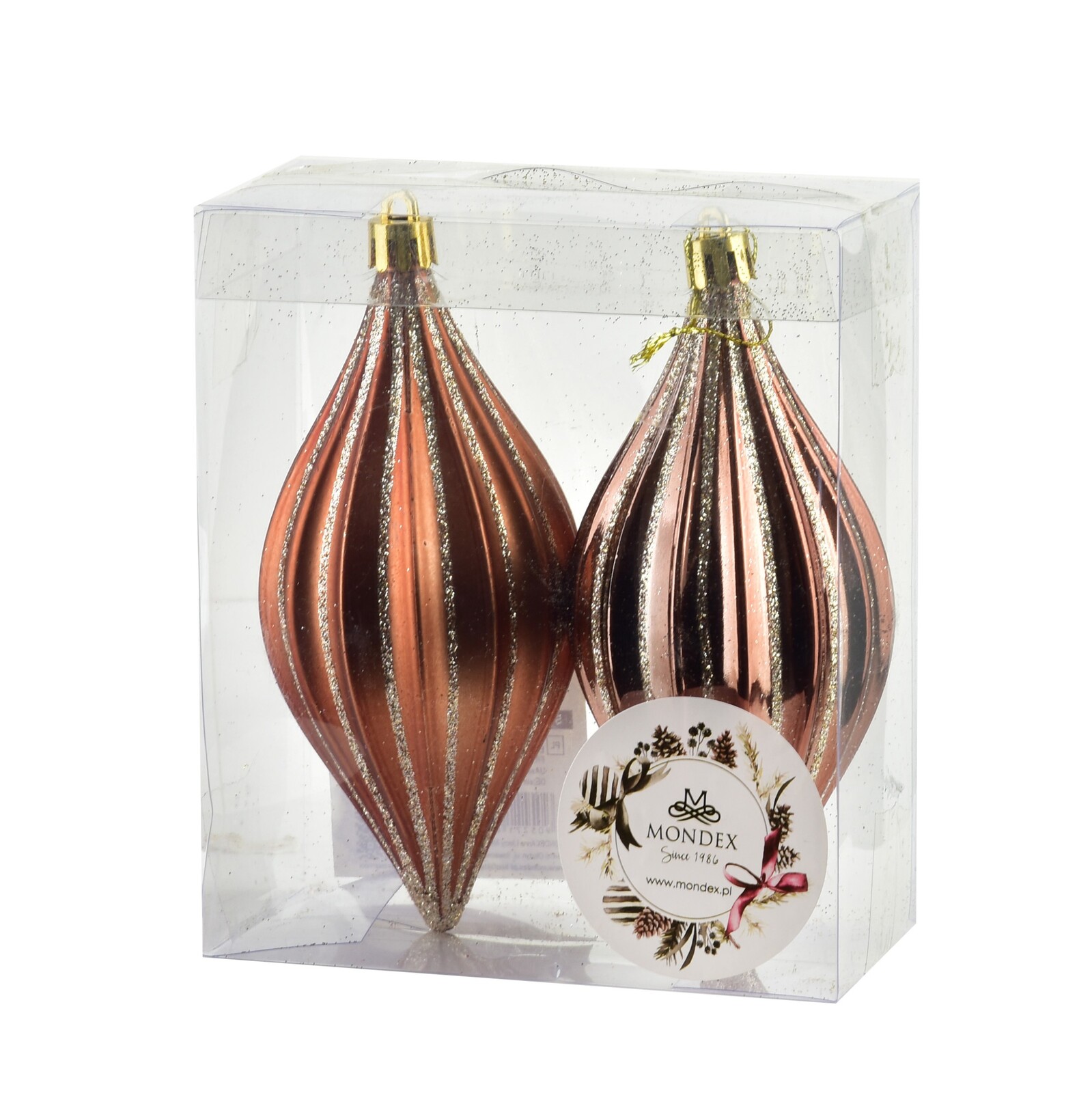 Vánoční sada 2 ks závěsných šišek SANTA LILA III 13,5 cm měděná