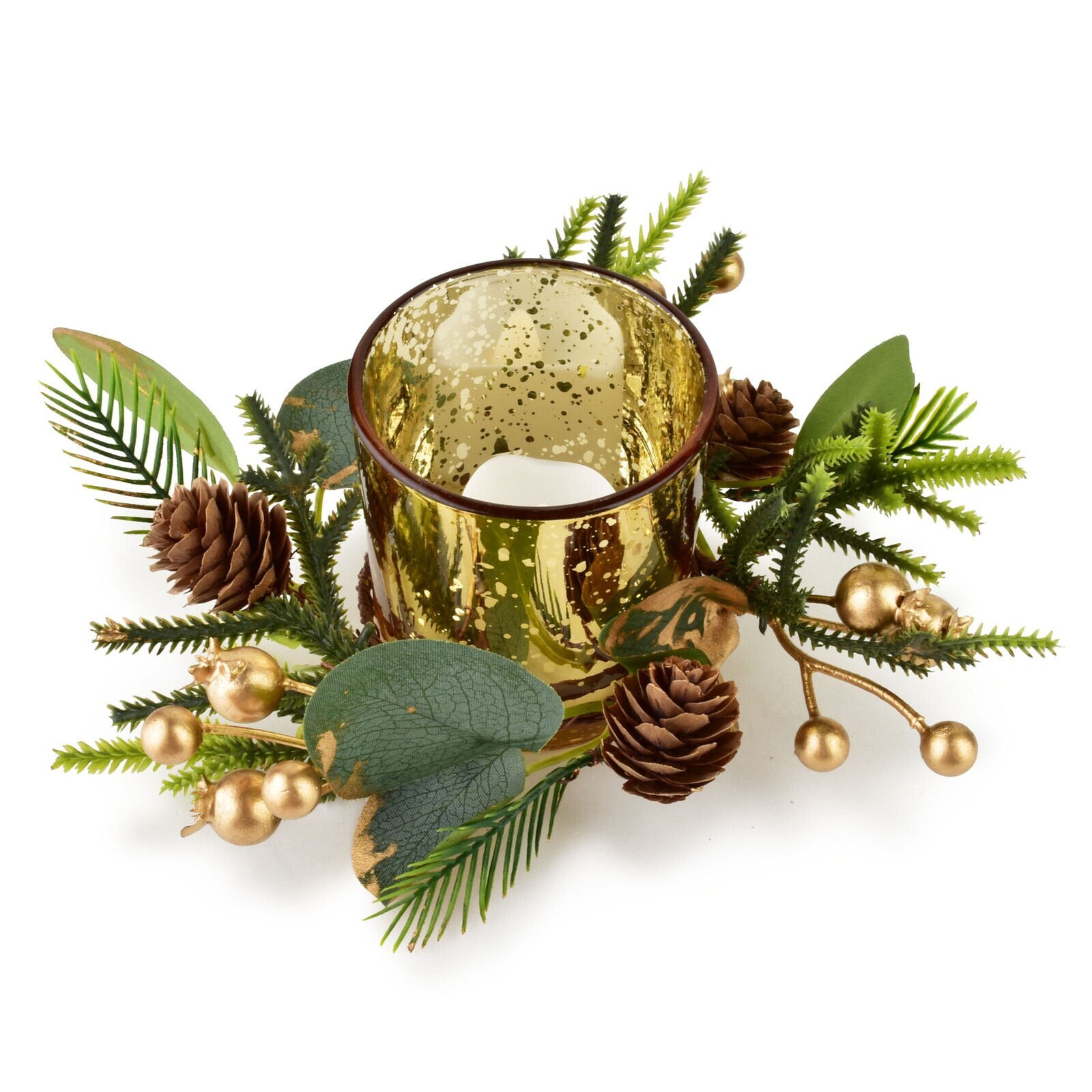 Vánoční svícen s LED vložkou SANTA LILA Glow zlatý