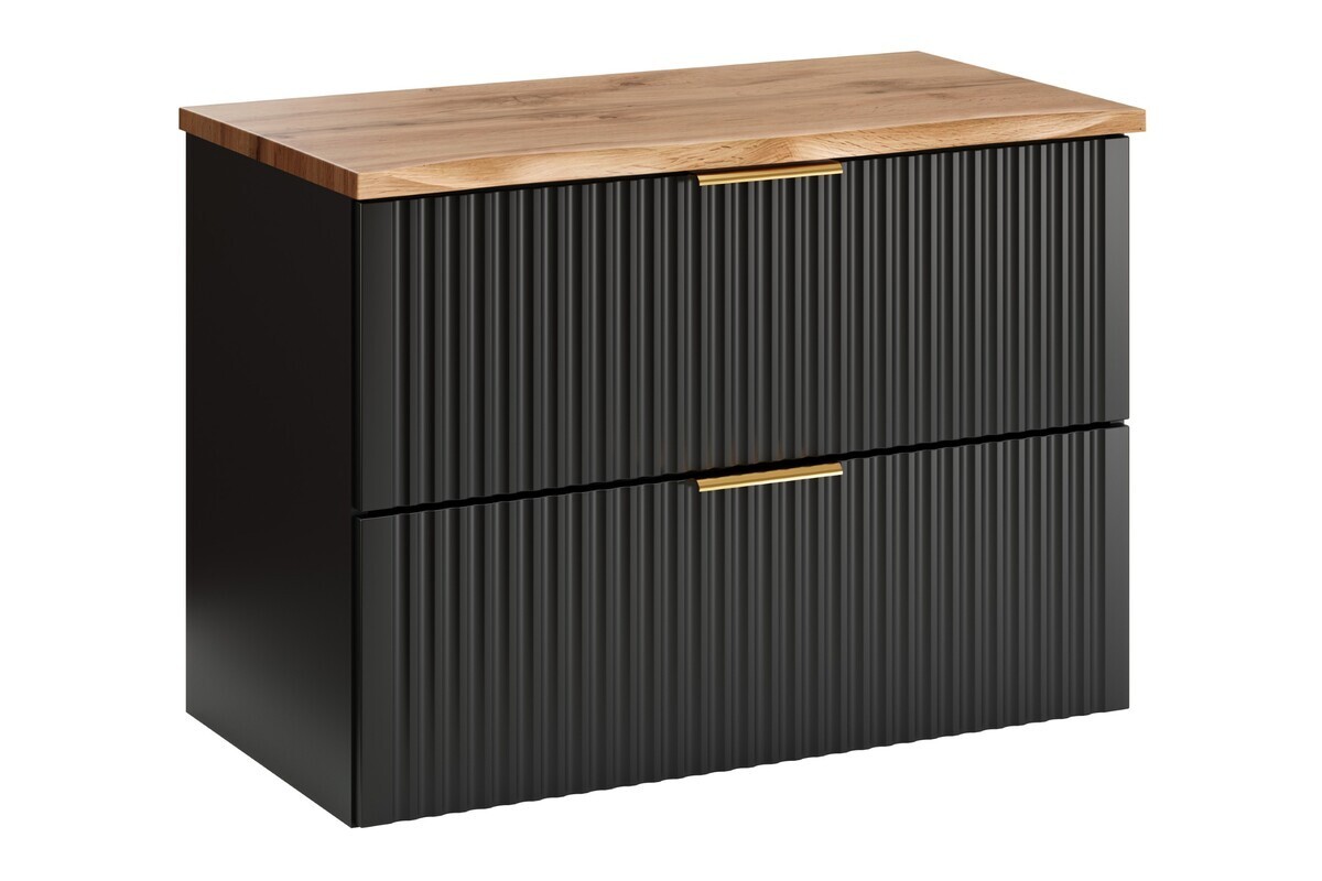 Závěsná skříňka Casad Nature s deskou 80 cm černá/dub wotan