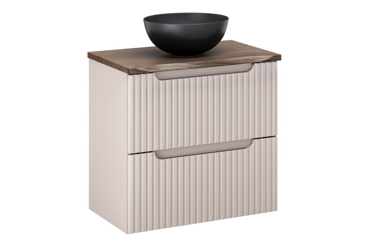 Závěsná skříňka Nova Cashmere Domi s deskou a umyvadlem 60 cm kašmírová/dub casella