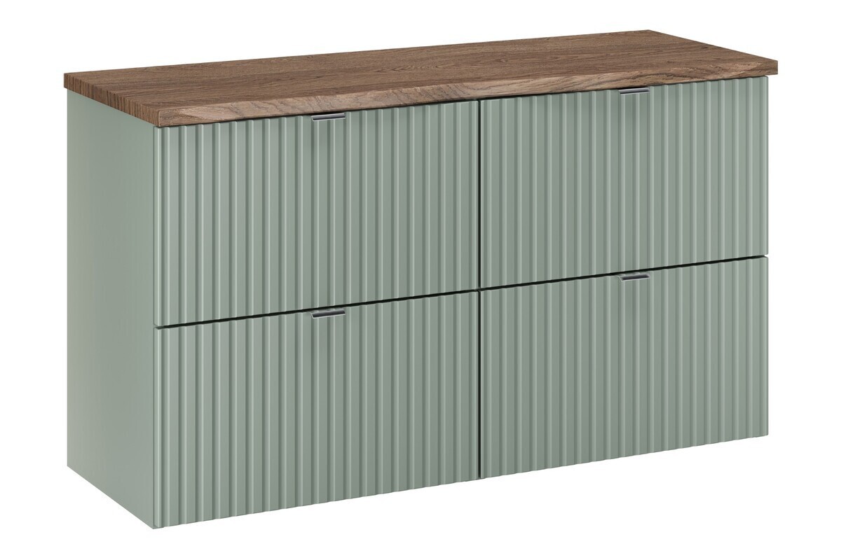 Závěsná skříňka pod umyvadlo Line Reed Green s deskou 100 cm zelená/dub casella