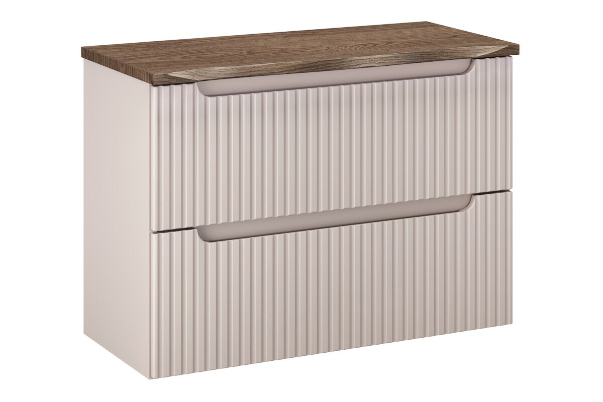 Závěsná skříňka pod umyvadlo Nova Cashmere I s deskou 80 cm kašmírová/dub casella