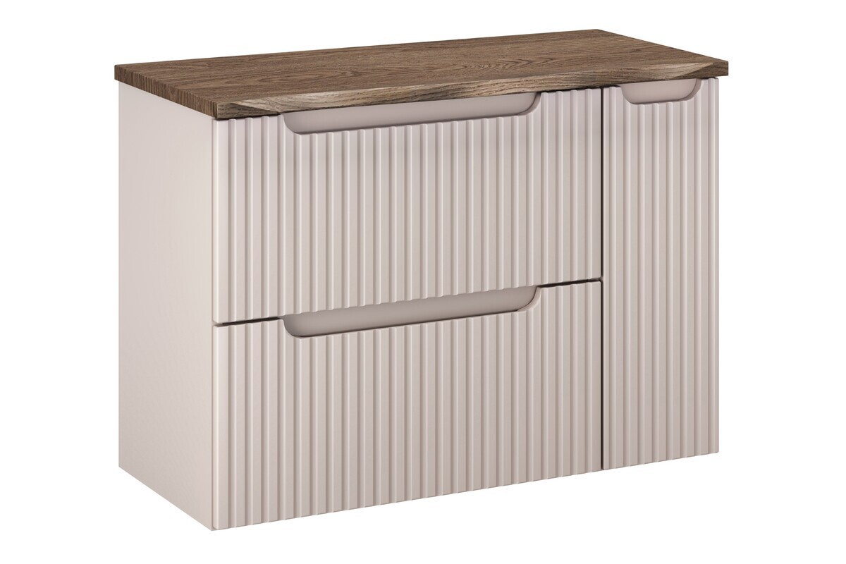 Závěsná skříňka pod umyvadlo Nova Cashmere s deskou 80 cm kašmírová/dub casella