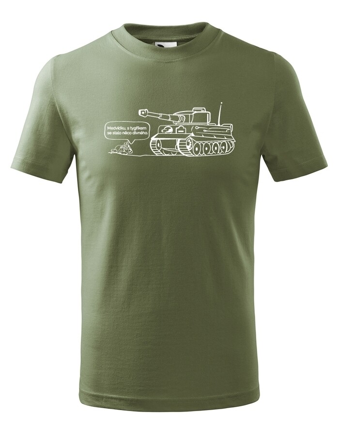 Detské military tričko s potlačou nemeckého ťažkého tanku Tiger
