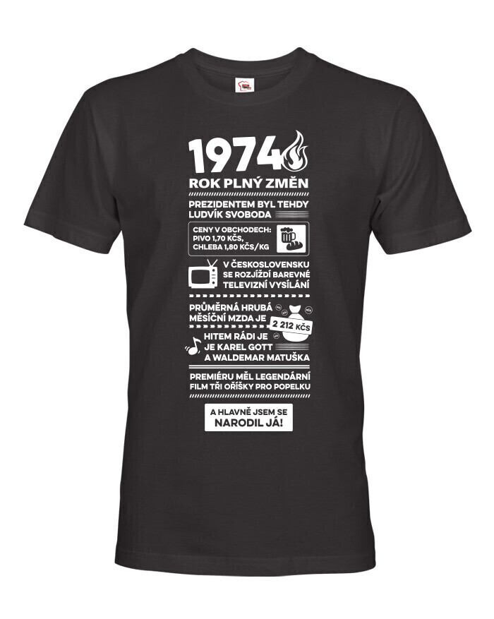 Pánske tričko narodeninové noviny 1974