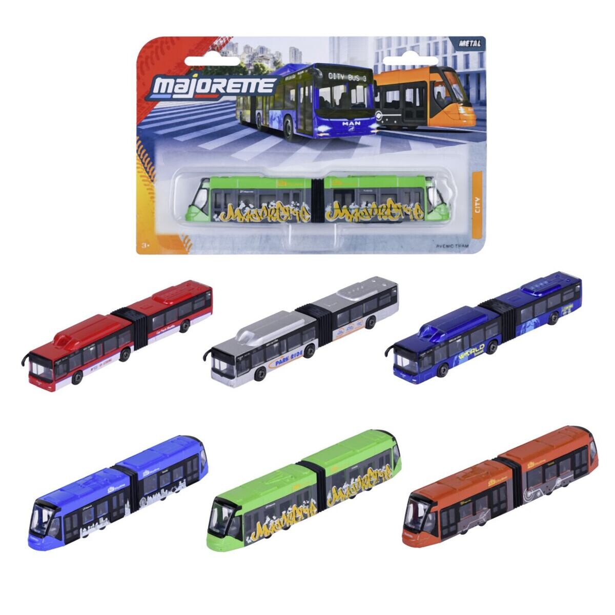 Majorette MAN City Autobus, Električka kovové, 6 druhov