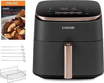 Cosori TurboBlaze Pro 6,2 l + špízy 5 ks a grilovací rošt, čierna