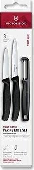 Victorinox Súprava nožov so škrabkou 3 ks – čierna