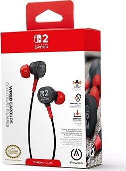 PowerA Wired Earbuds – Nintendo Switch 2 – Black