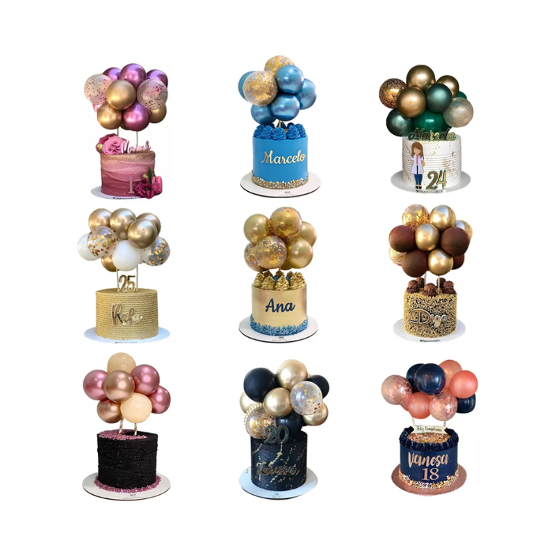 EBB00099_EBB99P Set mini balónikov na tortu - Birthday Balloons (10ks) Zlatá