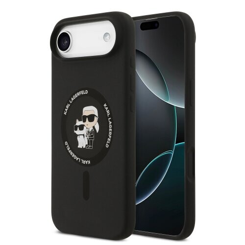 Karl Lagerfeld Liquid Silicone Karl and Choupette MagSafe Zadní Kryt pro iPhone Air Black