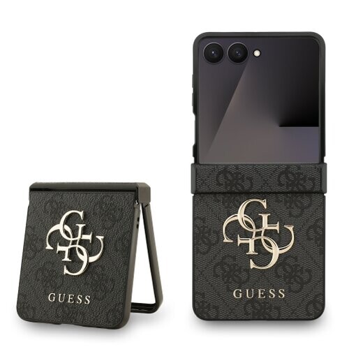 Guess PU 4G Metal Logo Zadní Kryt pro Samsung Galaxy Z Flip 7 Grey
