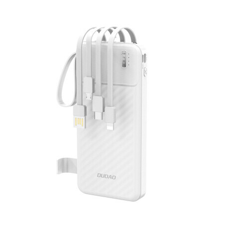 Dudao K11 Power Bank 10000mAh + kábel USB / USB-C / Lightning / Micro USB 10W, biely