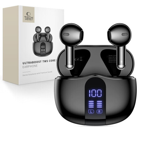 Tech-Protect Ultraboost Core G2 TWS bezdrôtové slúchadlá, čierne