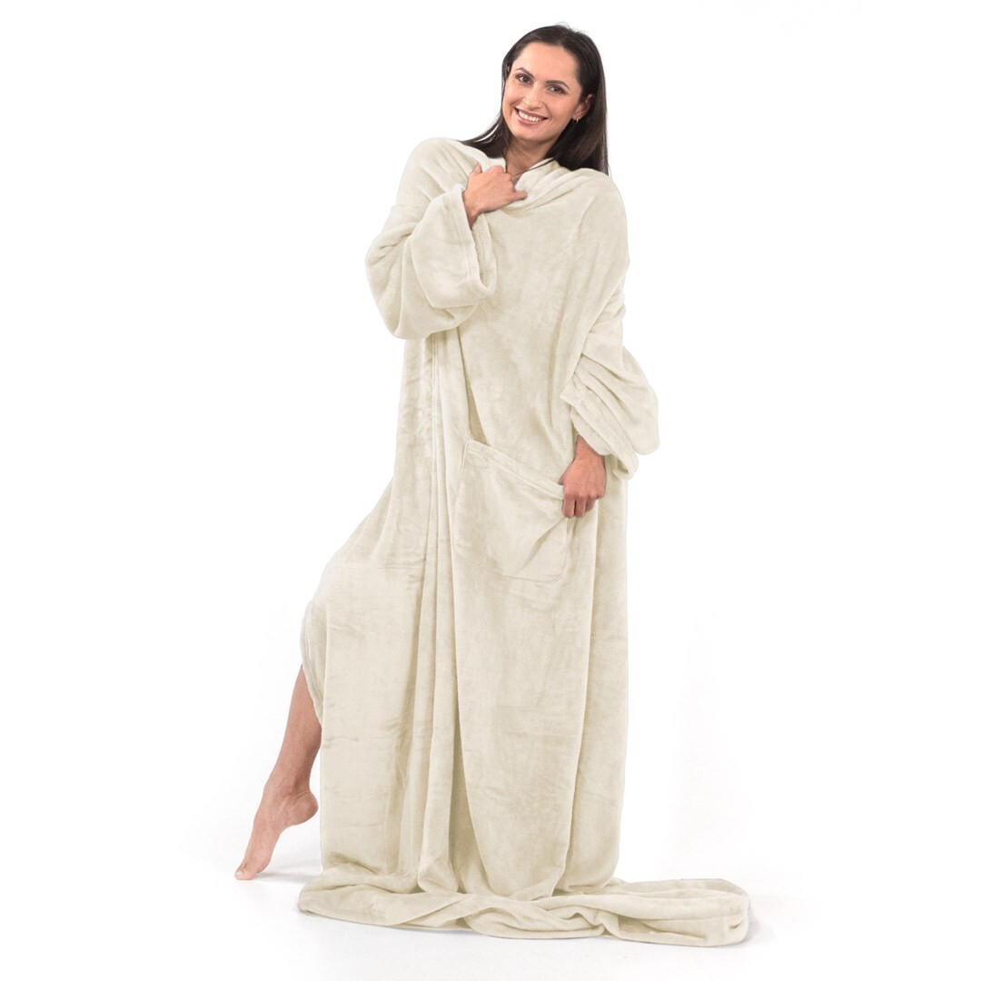 Deka s rukávmi DecoKing Lazy krémová