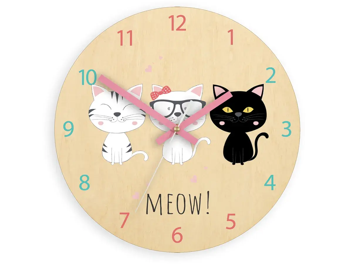 Dětské nástěnné hodiny Ami Koťata 30 cm vícebarevné
