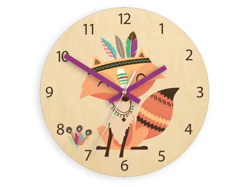Dětské nástěnné hodiny Ami Liška indián 30 cm vícebarevné
