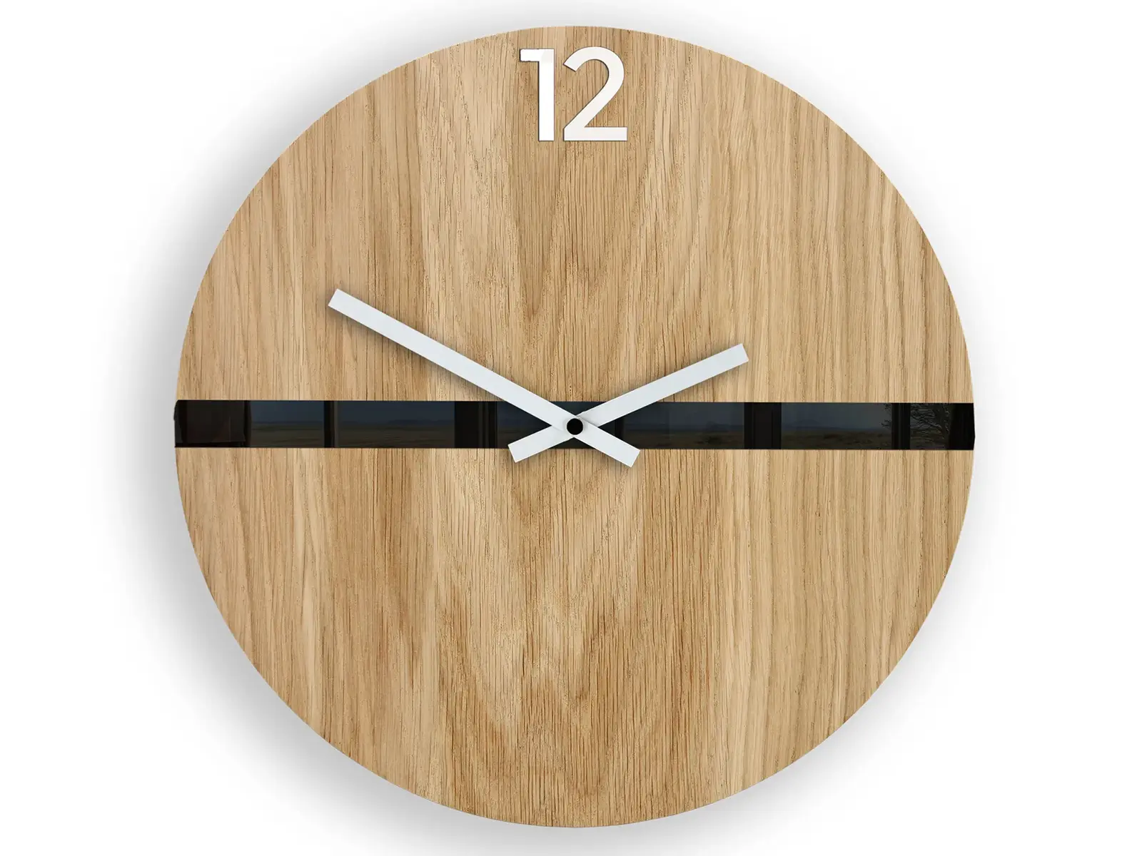 Dřevěné nástěnné hodiny Ramzes 33 cm dub přírodní/černé