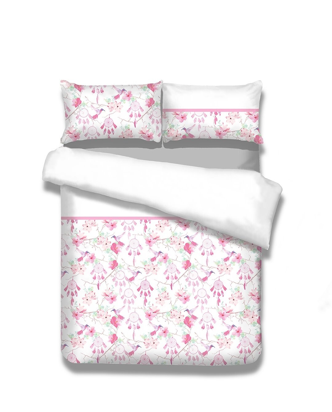 Flanelová posteľná bielizeň AmeliaHome Dream Catcher bielo-ružová