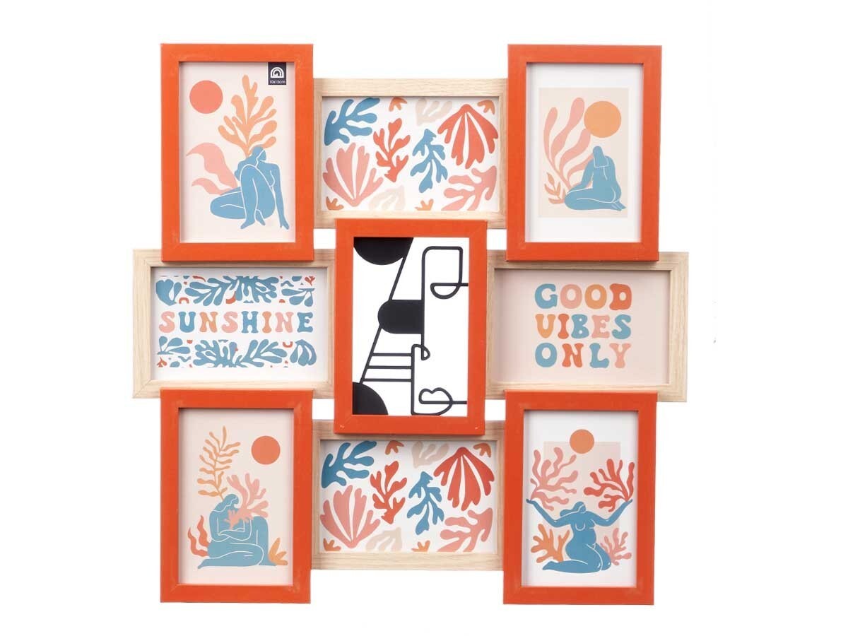 Fotorámeček na 8 fotografií HUIT červený/béžový