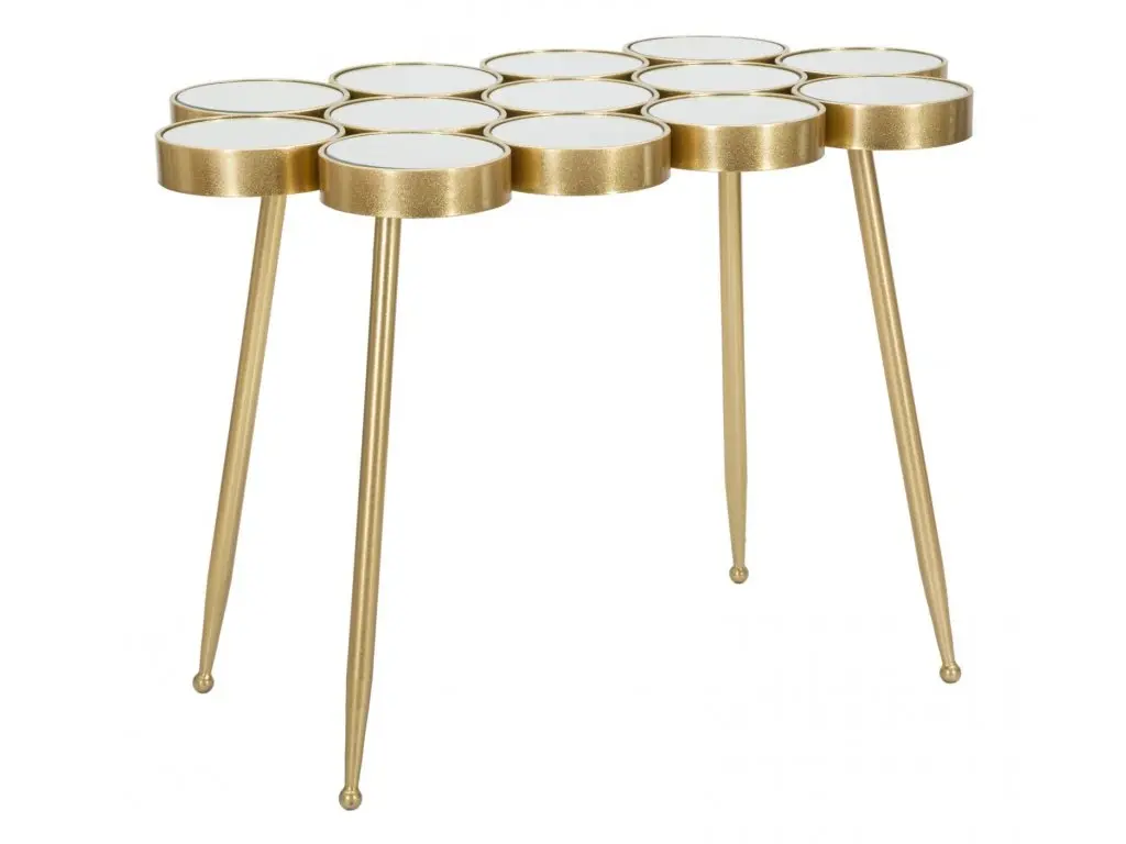 Konferenční stolek Buttle 100 cm bílý/zlatý