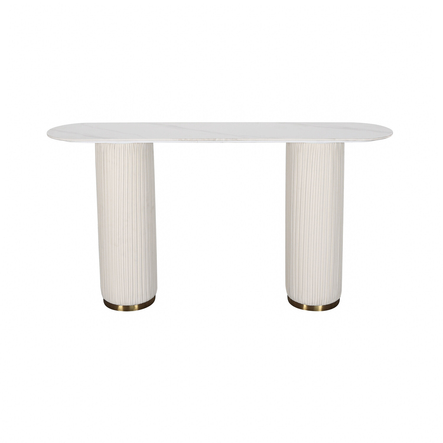 Konzolový stolek Modig 160 cm eko kůže ecru/mramor