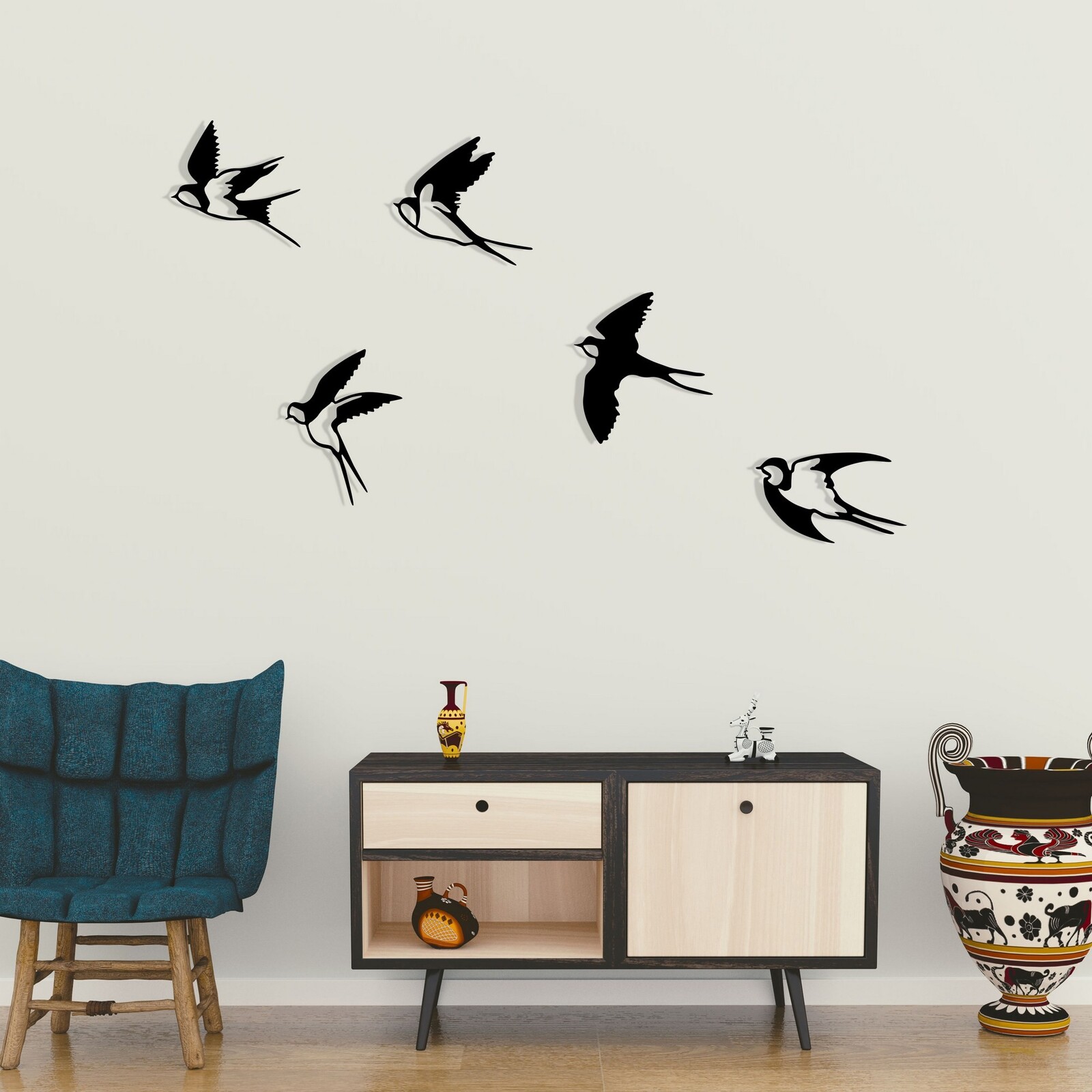 Nástěnná kovová dekorace Ebabil černá