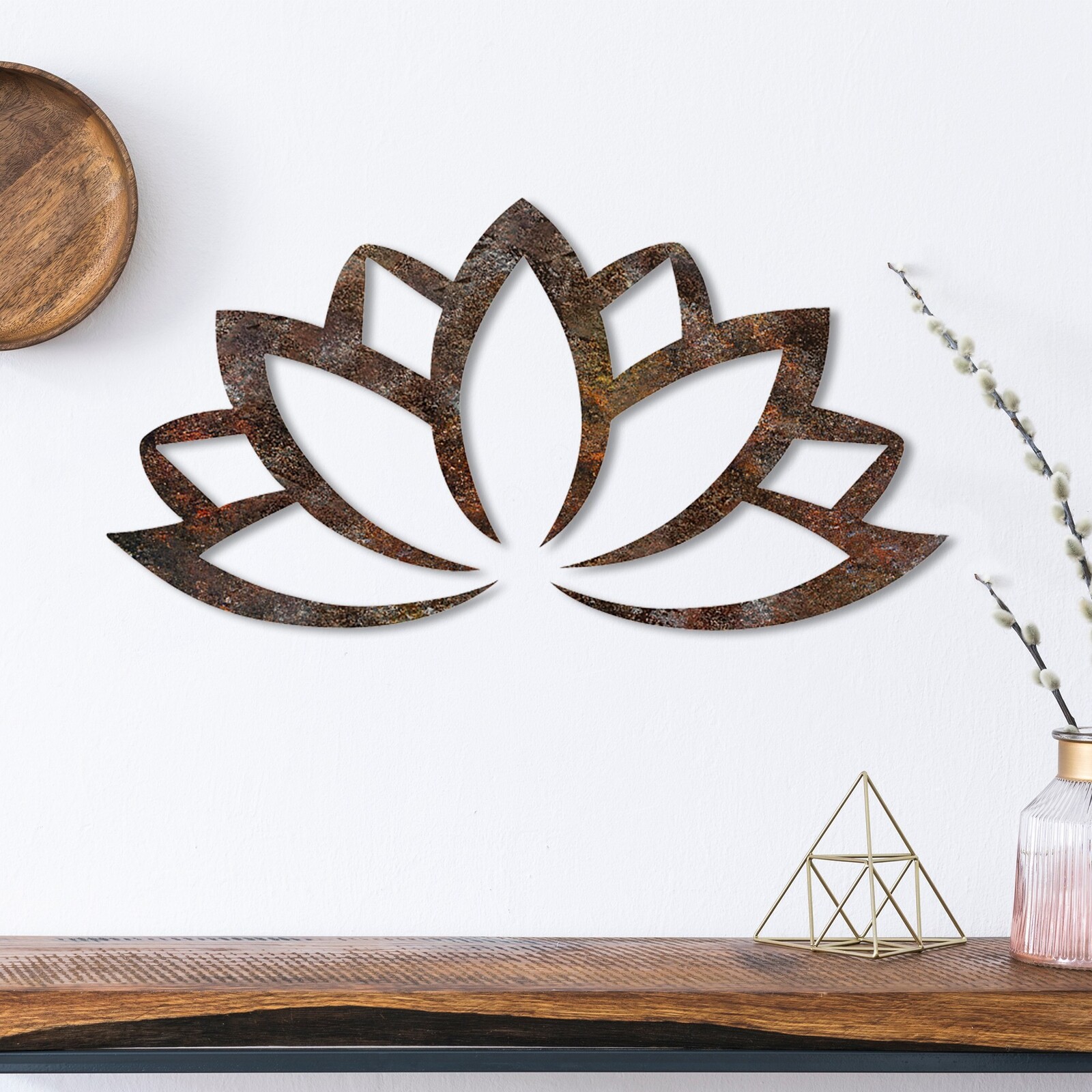 Nástěnná kovová dekorace Rusty Lotus vícebarevná