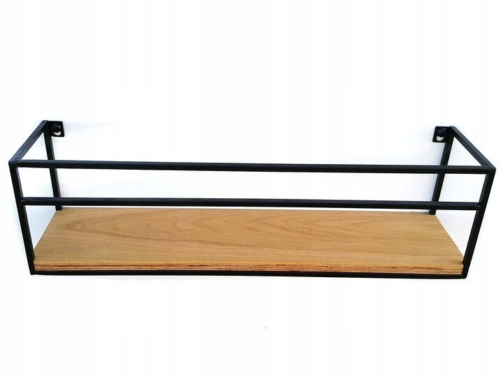 Nástěnná police Kisa 60 cm černá/hnědá